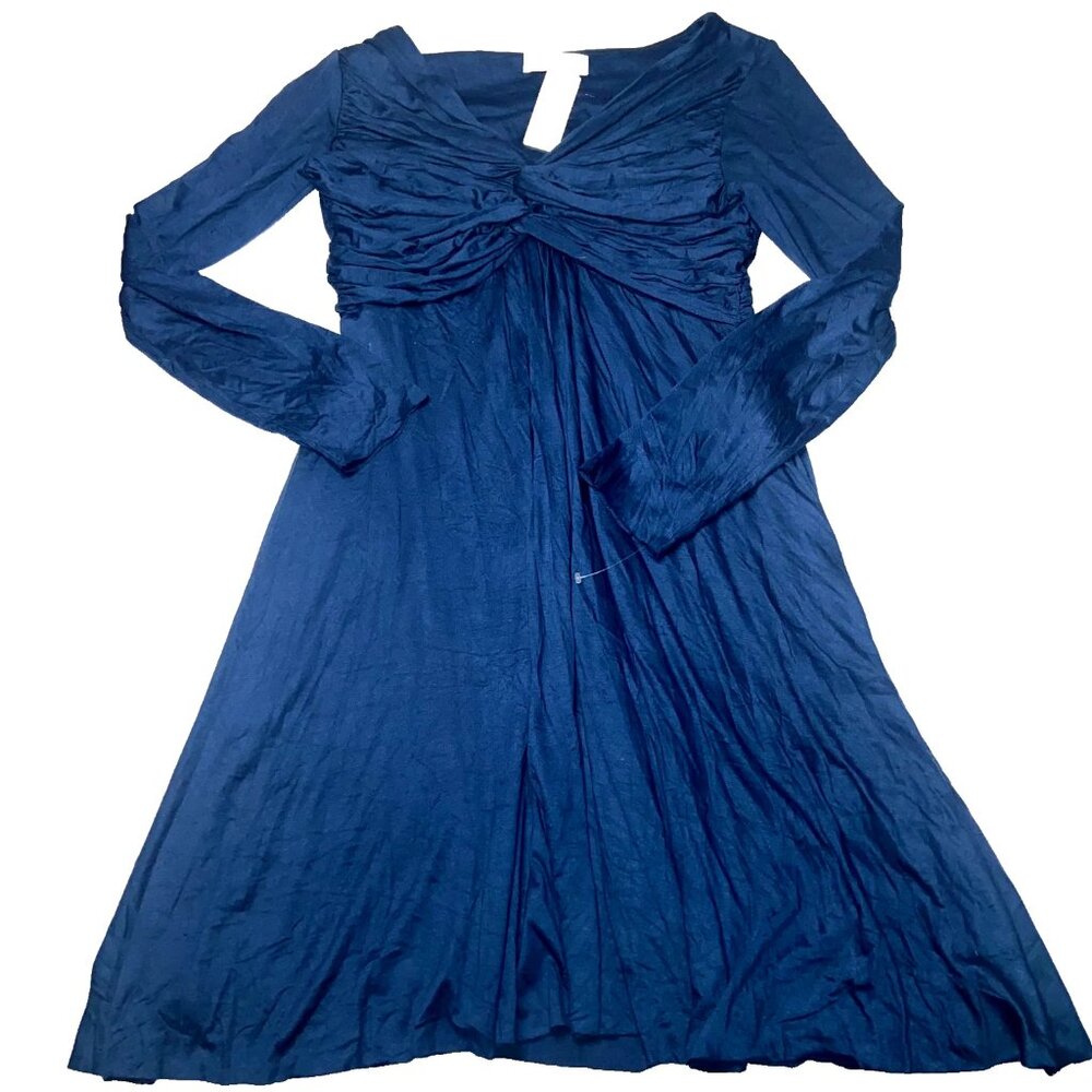 NWT Anthropologie Sapphire Blue Gathered Long Sleeve Knit Mini Dress $168 M